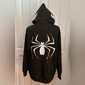 Men Hoodie, Spyder Image, Black and White, Size Medium